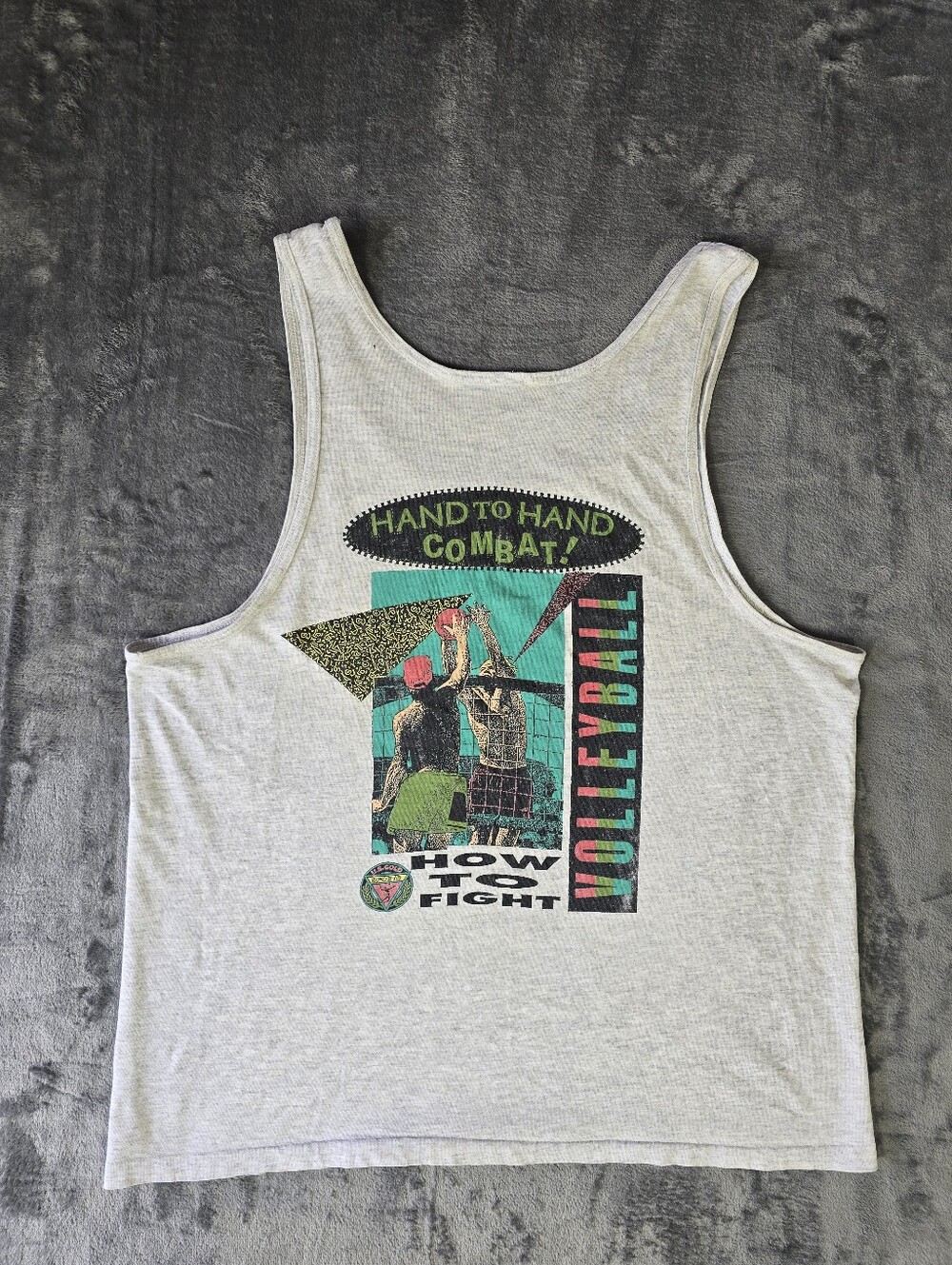 Vintage US Gold Vollyball Tank Top Muscle Shirt Size Large Hand To Hand Combat